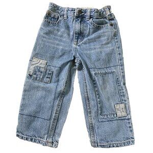 Vintage OshKosh B'gosh Toddler Carpenter Jeans Blue Denim 24 Months Patchwork